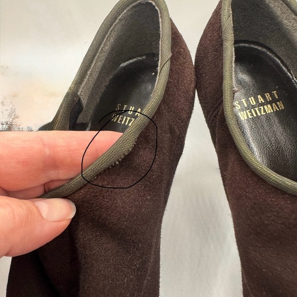 Stuart Weitzman Chocolate Brown Suede Stretch Kitten Heel Shootie - Picture 7 of 7